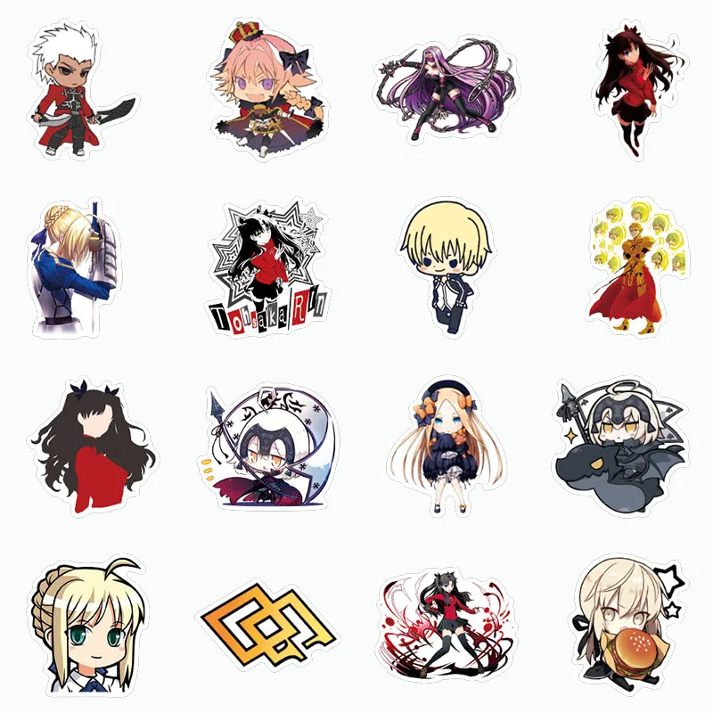 Pegatinas impermeables de Anime Fate Stay Night, 50 Uds., para papeler&iacute;a, para monopat&iacute;n, port&aacute;til, guitarra, bonitos dibujos animados de PVC-1