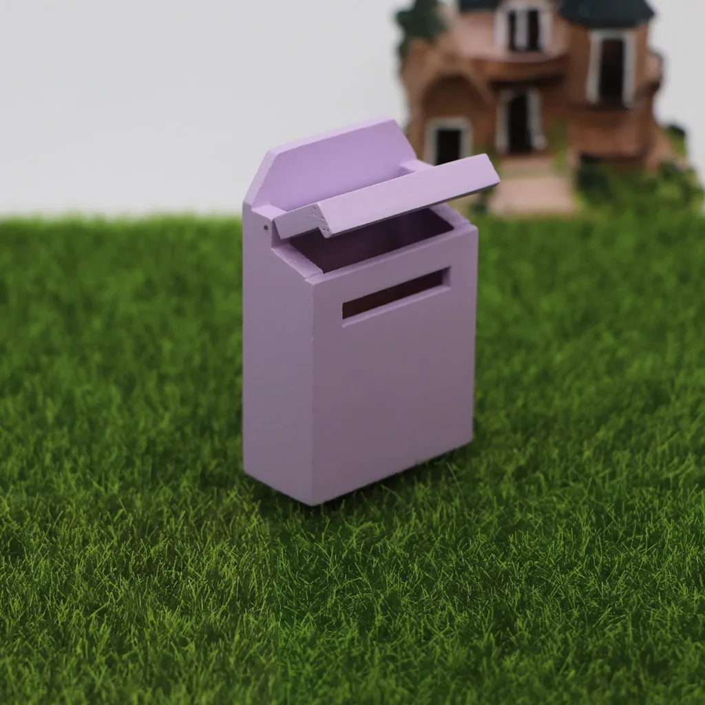 Миниатюрная деревянная мебель цветной наружный почтовый ящик для 1:12 кукольный