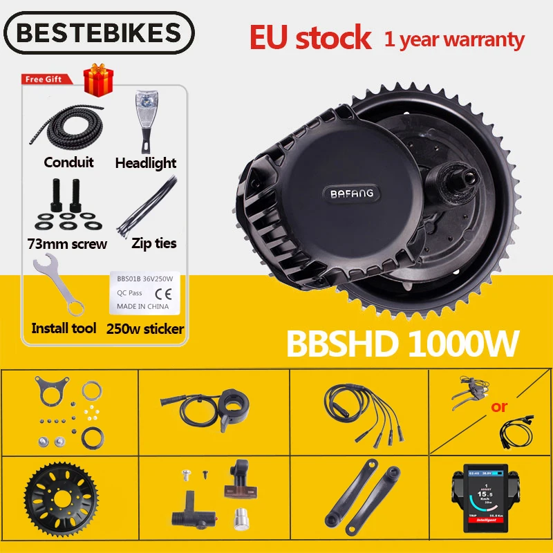 Bafang мотор BBSHD BBS03 48V 52V 1000W среднего привода 8fun Электрический велосипед Ebike набор