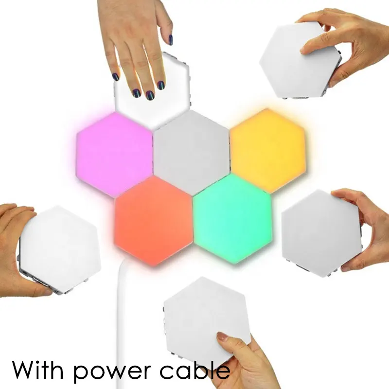 10pcs-colorful Модульный сенсорный светильник s 10 шт. светодиодный шестигранный светильник с квантовым магнитным чувствительным датчиком светильник ing ночник украшение дома настенный ночник - Цвет абажура: 10pcs-colorful