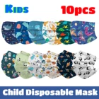 Маска одноразовая детская трехслойная с рисунком животных, 10 шт.