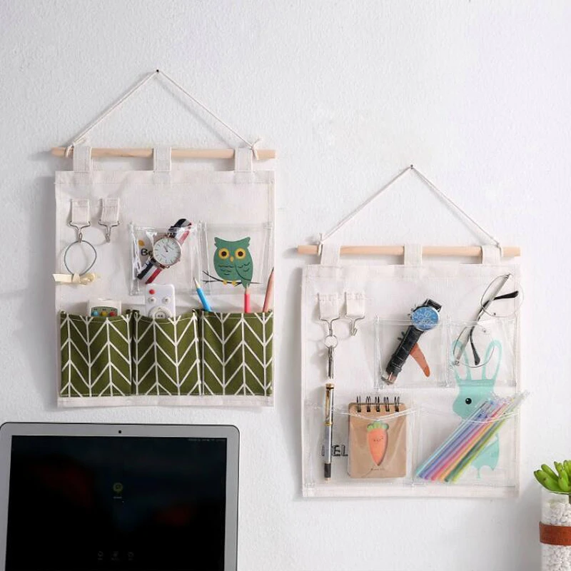 

5 карманов, домашняя Повседневная Милая мультяшная настенная сумка для хранения, многофункциональная Складная подвесная сумка для хранени...