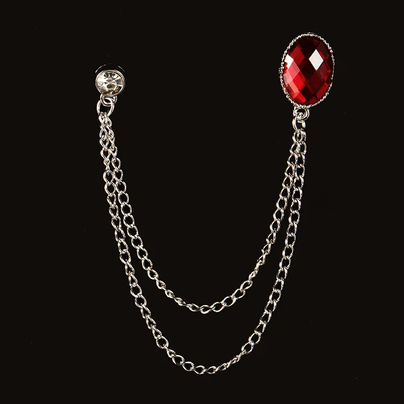 

New Fashion Metal Rhinestones Brooches Men Suit Shirt Tassel Chain Lapel Pin and Brooch Jewelry Luxulry Clothing & Accessories