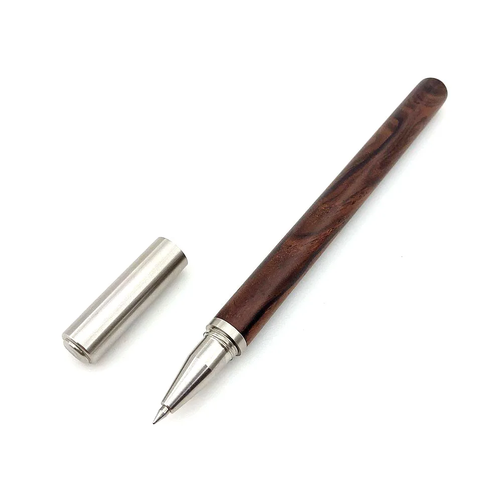 Шариковая ручка из нержавеющей стали цилиндрическая деревянная гелевая