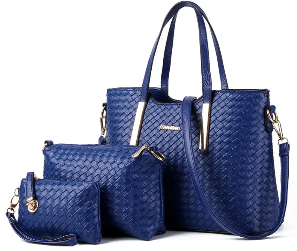 

ins 3pcs/set composite Lady Shoulder Crossbody Bags and totes and cosmetic wallet Bag PU knitted Leather women Shoulder Bags