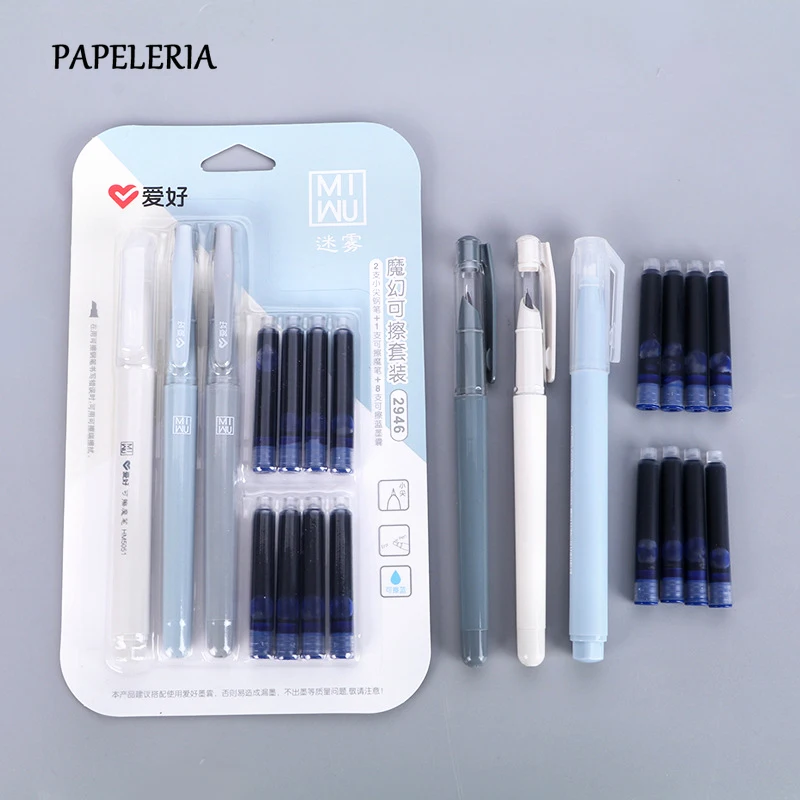 Простая стираемая перьевая ручка набор синих чернил милые Сменные чернила ручки