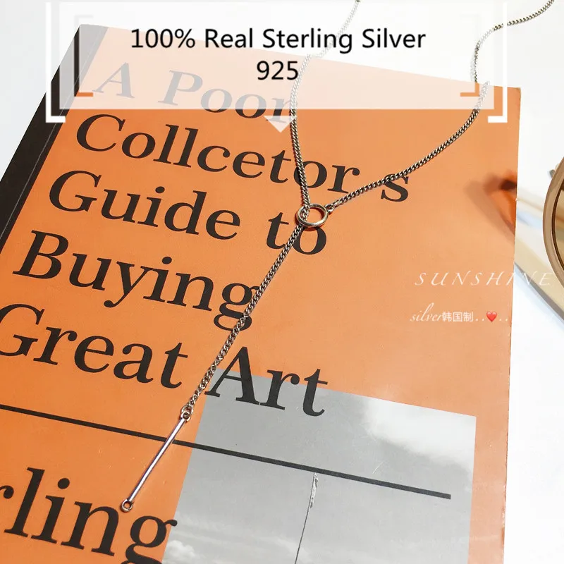 

100% Sterling Silver 925 Jewelry OT Buckle Toggle Choker Sweater Chain Trendy Femme Necklace Boho Ins Style Gothic Designer Gift