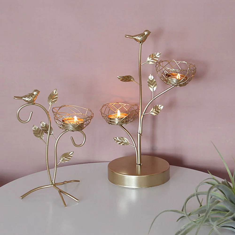 Скандинавский кованый подсвечник золотая птица ароматизированный свадебный