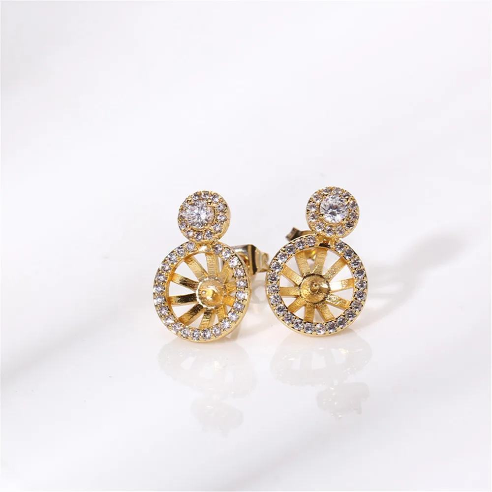 

Copper 14K gold plated gold S925 silver pin earring Daisy earring pearl DIY accessories female accessories