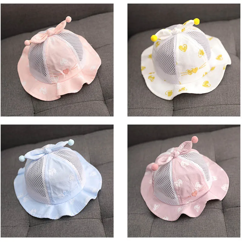 

1Pcs Size S/L Choose Cute Heart Print Children Beach Cap Cotton Unisex Kids Fisherman Bucket Hat Nice Gift