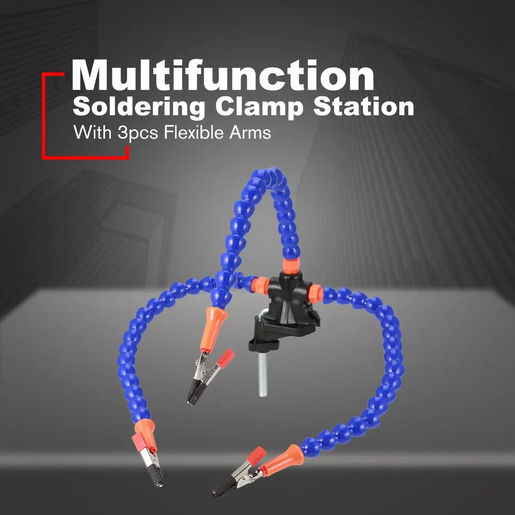 

Bench Vise Table Clamp Soldering Station with 3pc Flexible Arms Soldeirng Iron Holder PCB Welding Repair Third Hand Tool
