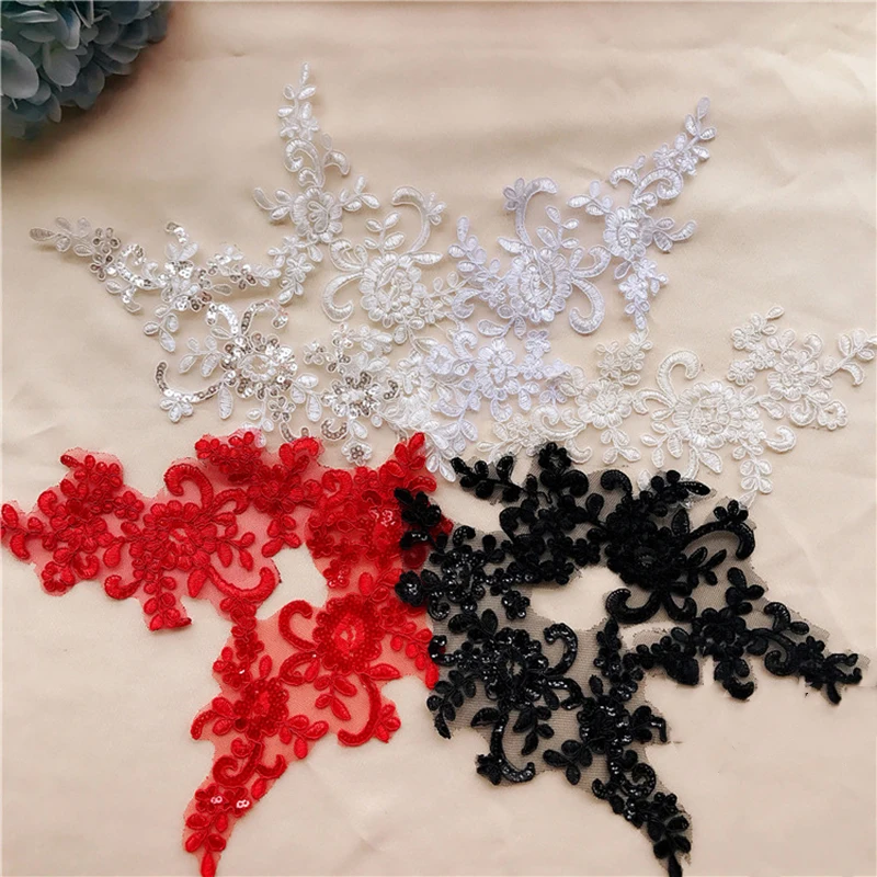 10 шт. пайетками заплатки из кружевной ткани вышитой отделкой аппликация