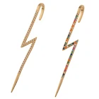 Серьги с молнией на гусеничном крючке, высококачественные серьги для пирсинга из 18-каратного золота с кристаллами циркония для женщин, Изящные Ювелирные изделия, подарки