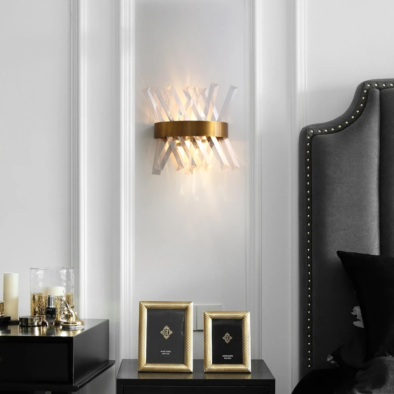

Modern Gold Led Wall Scones Lustre Indoor Lighting Glass / Crystal Led Wall Lamp Led Luminarias Lighting Fixtures