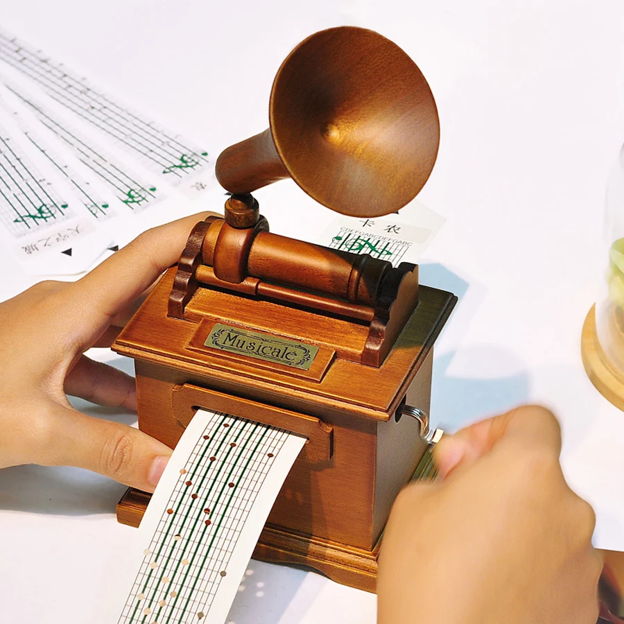 Деревянная музыкальная шкатулка винтажный граммофон сделай сам для любимой