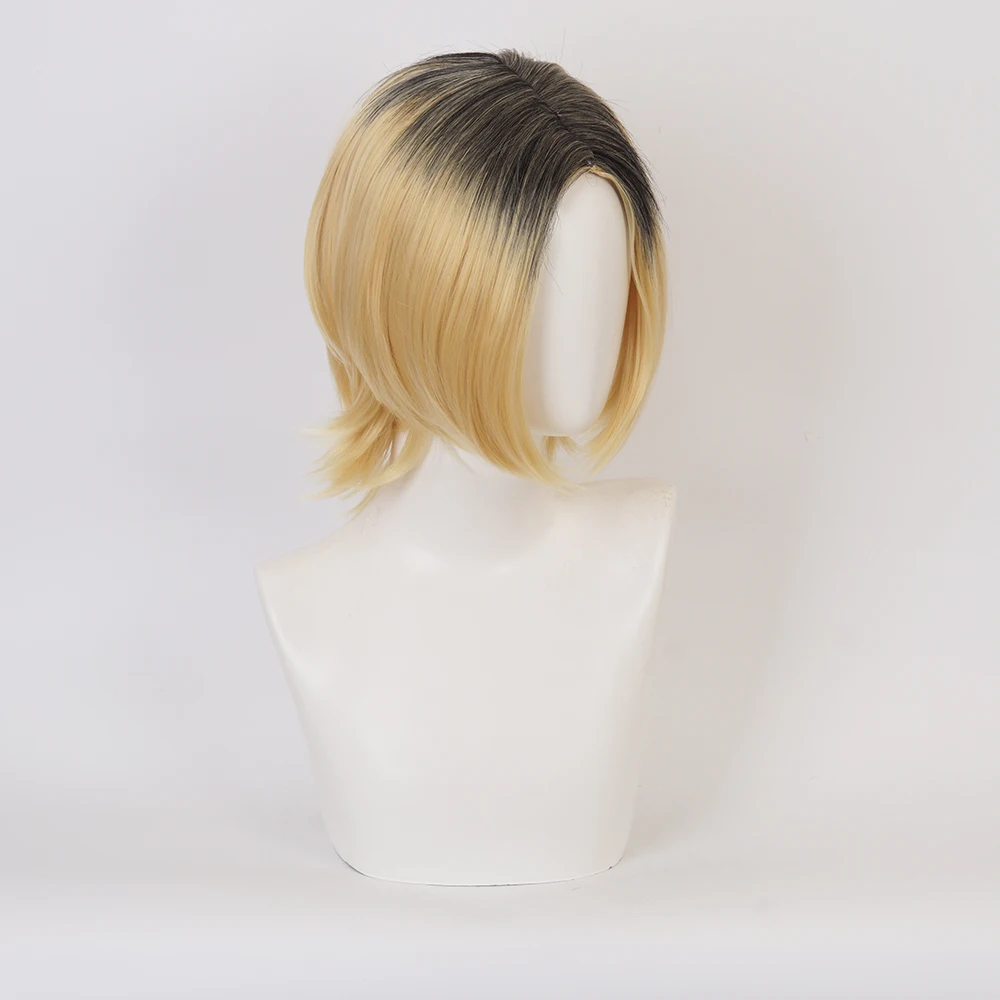 Anime Haikyuu!! Kenma Kozume Cosplay Wig Short Yellow Costume Wigs Halloween Costumes Hair wig Cap High School Volleyball Club |
