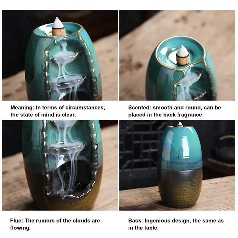 Курильница с обратным потоком курительная керамика держатель ладана украшение