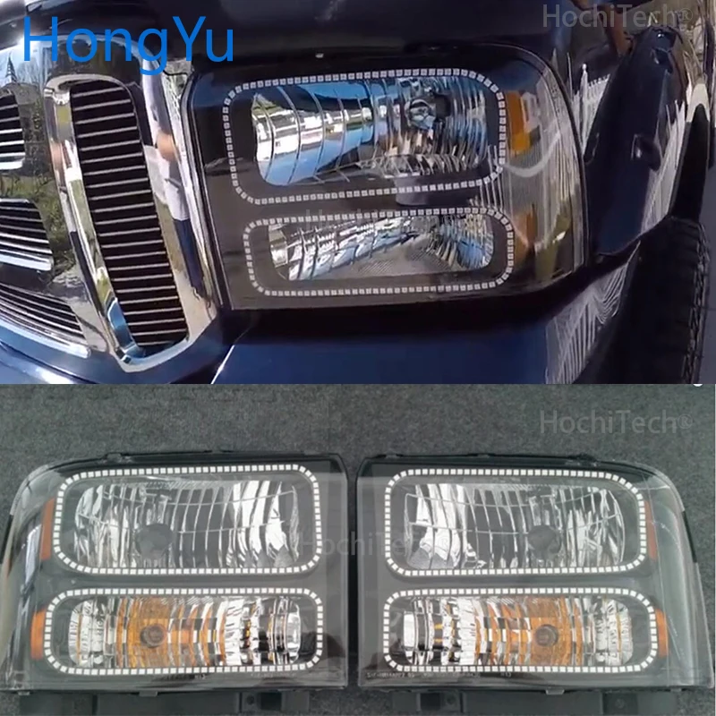 Для Ford F-250 F250 2005 2006 2007 RGB светодиодный ангельские глазки многоцветный с Halo кольцом дистанционное управление фар