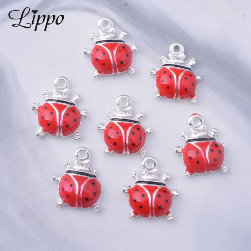 

6pcs 14*15mm Alloy Silver Color Coccinella Septempunctata Charms Animal insect Pedndant DIYB Necklace Accessories Earring