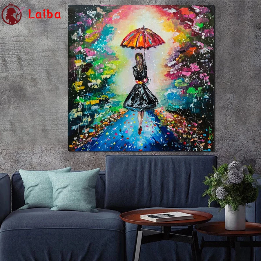 

Алмазная вышивка абстрактная живопись, раскрашеное с рисунками зонтиков и цветы 5D DIY алмазная живопись декор из алмазной мозаики