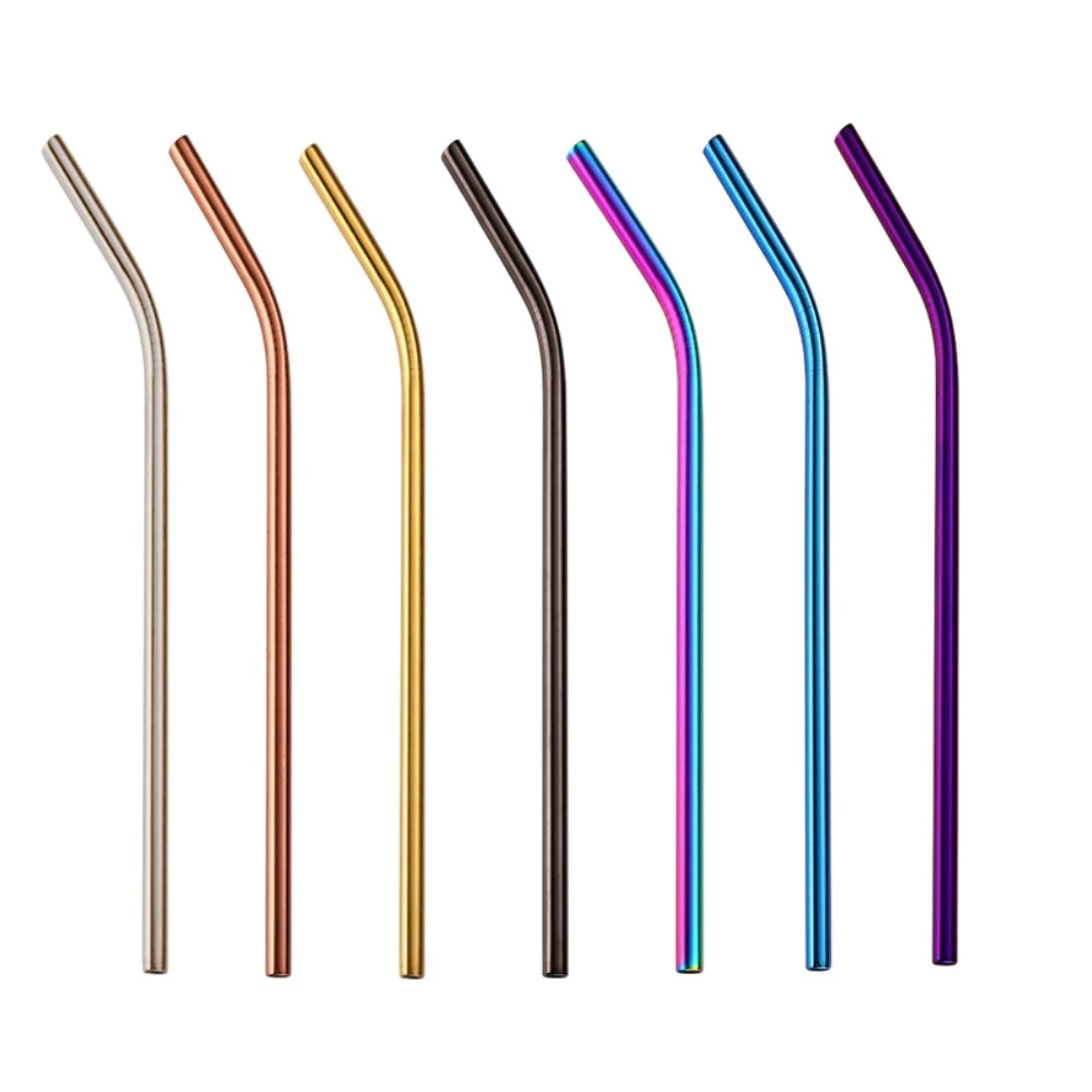 50PCS Reusable Drinking Straws Metal Stainless Steel Bent For Drink Home Bar Accessories 215mm | Дом и сад