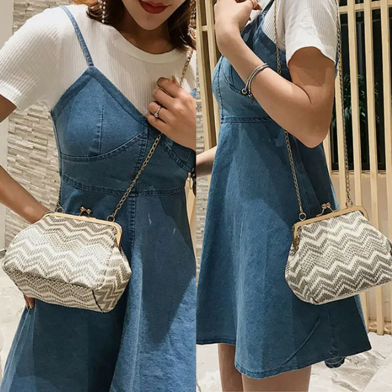 Женская соломенная сумка в стиле ретро круглая плетеная сумочка из ротанга