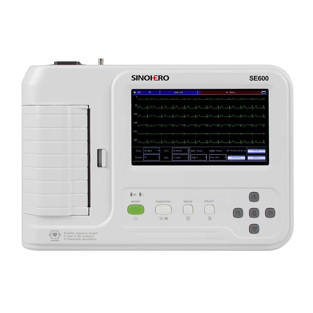 

Sinohero SE600 Medical CE Approved Digital 3 / 6 Channel Electrocardiograph Ecg Ekg Machine Price