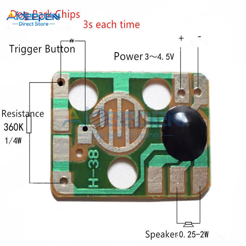 

5Pcs/lot DC 3V-4.5V Dog Barking Music Chip Animal Voice Sound Module Trigger Button Play For DIY Board Toy 22*16mm