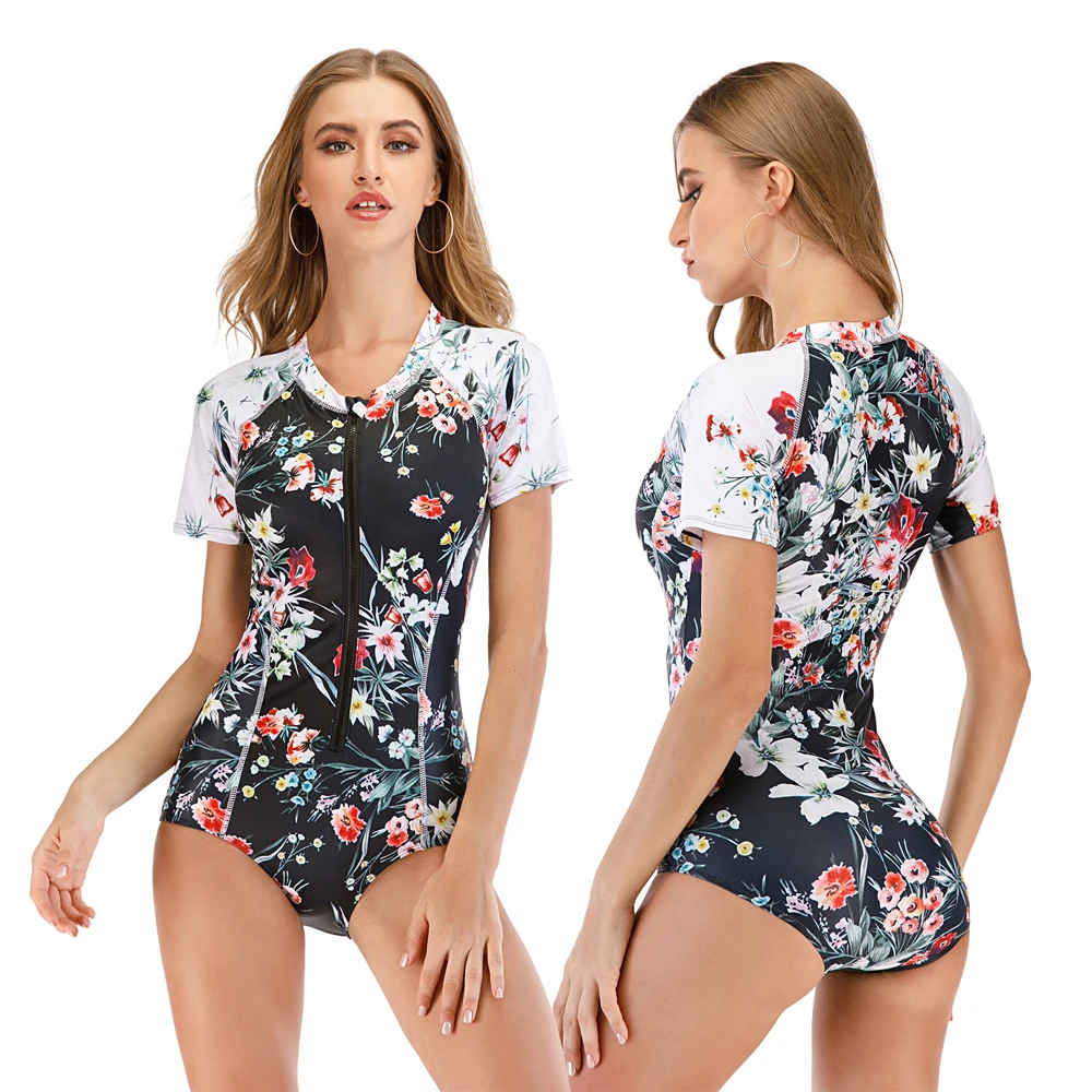 2021 Цельный купальник женский монокини с пуш ап боди на молнии защитой от сыпи