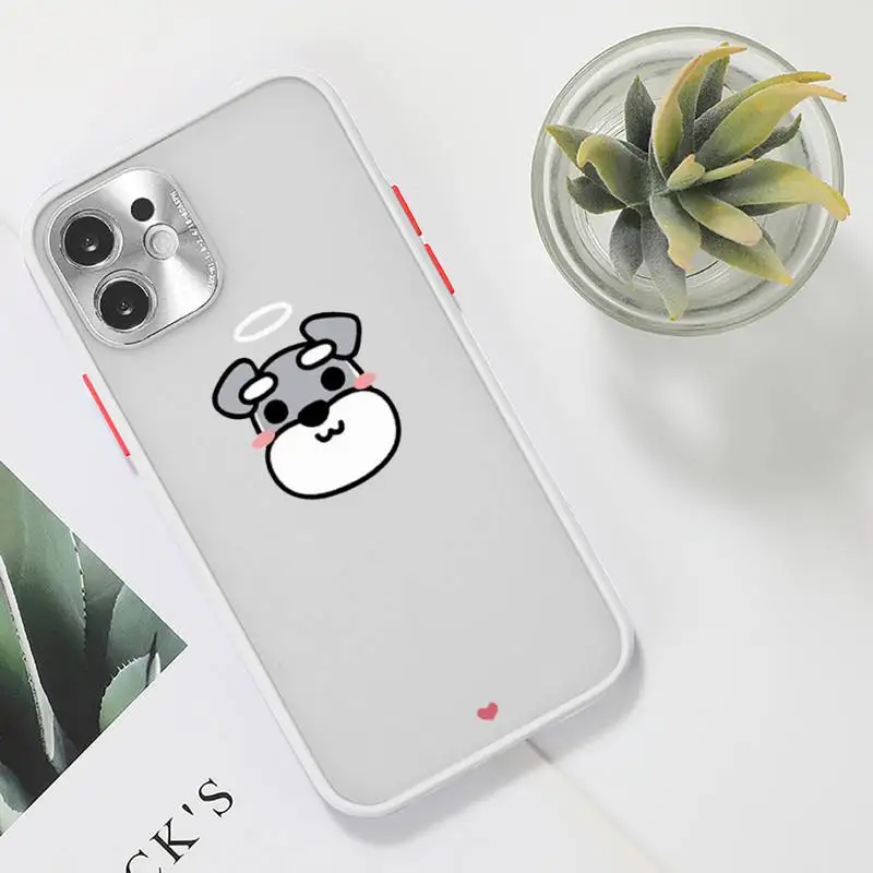 

Cartoon schnauzer dog Phone Case For iPhone 12 11 Mini Pro XR XS Max 7 8 Plus X Matte transparent White Cover