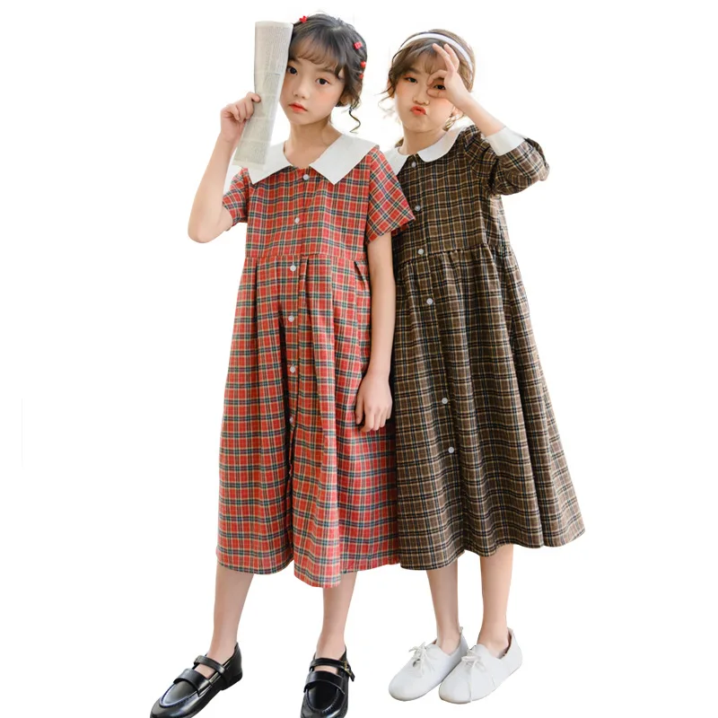 Girls Dress For girls Big Bow Casual Plaid Girl 2020 Autumn Spring Kids Dresses 4 6 8 10 12 14 16 18 | Детская одежда и обувь