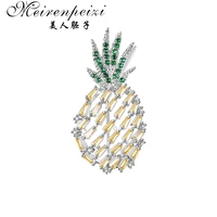 meirenpeizi austria rhinestone inlay enamel pineapple brooches for women cute fruit brooch pin dresses coat corsage broches gift