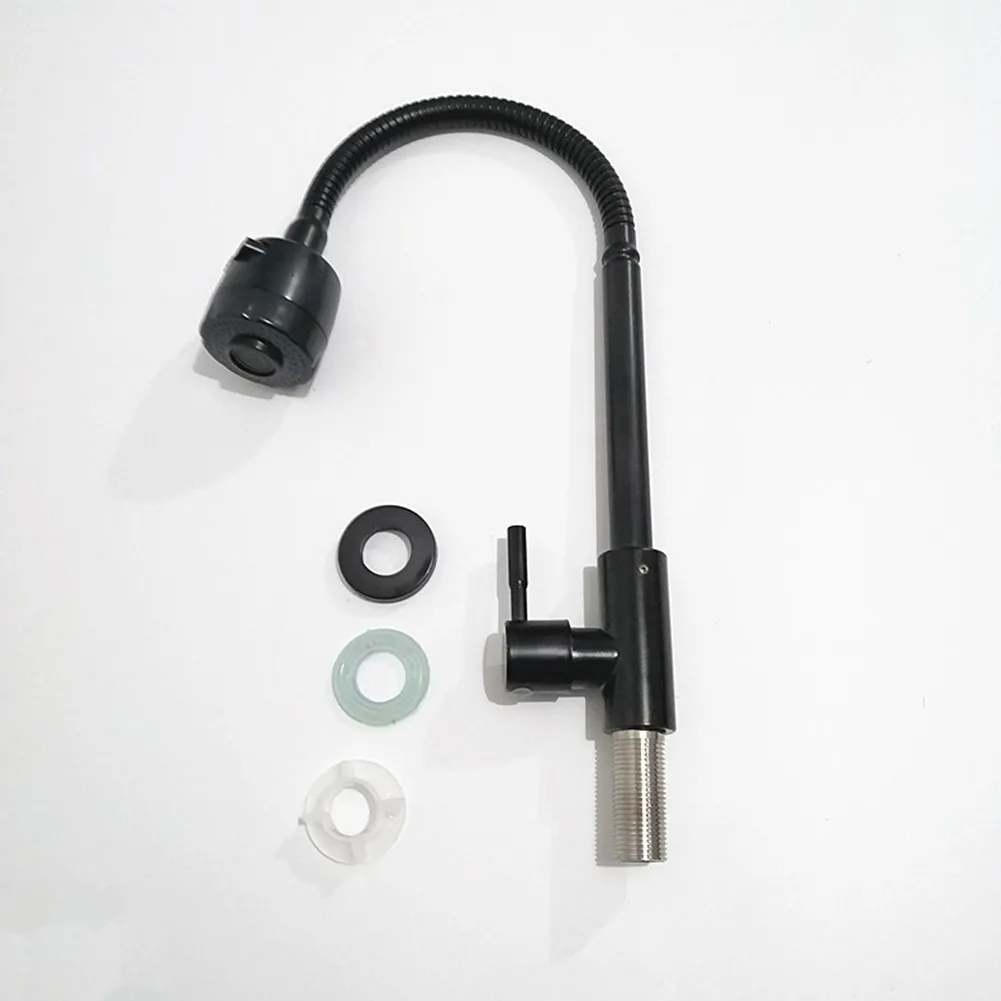 

Stainless Steel Black Single Cold Sink Kitchen Faucet Shower Two-stage Sink Sink Single Cold Vertical Faucet Kitchen Tap Home