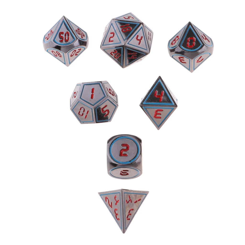7 шт многогранные игральные кости многогранный Набор кубиков D4 D6 D8 D10 D12 D20 для D &amp