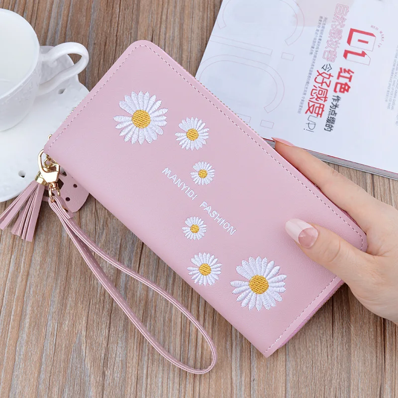 2020 new small daisy wallet women long zipper Korean fashion wallet women large change mobile phone bag