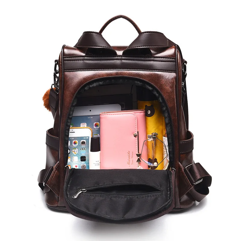 

Large Capacity Lightweight Waterproof Lady Casual Travel Anti-Theft Back Pack Pu Leather Ladies Women Backpack