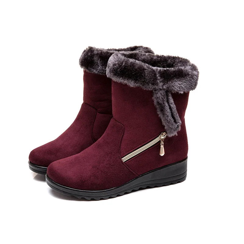 

2019 New Women Shoes Winter Warm Snow Boots Antiskid Bottom Warm Fur Boots Women Winter Plush Inside Mid-calf Boots Plus Size