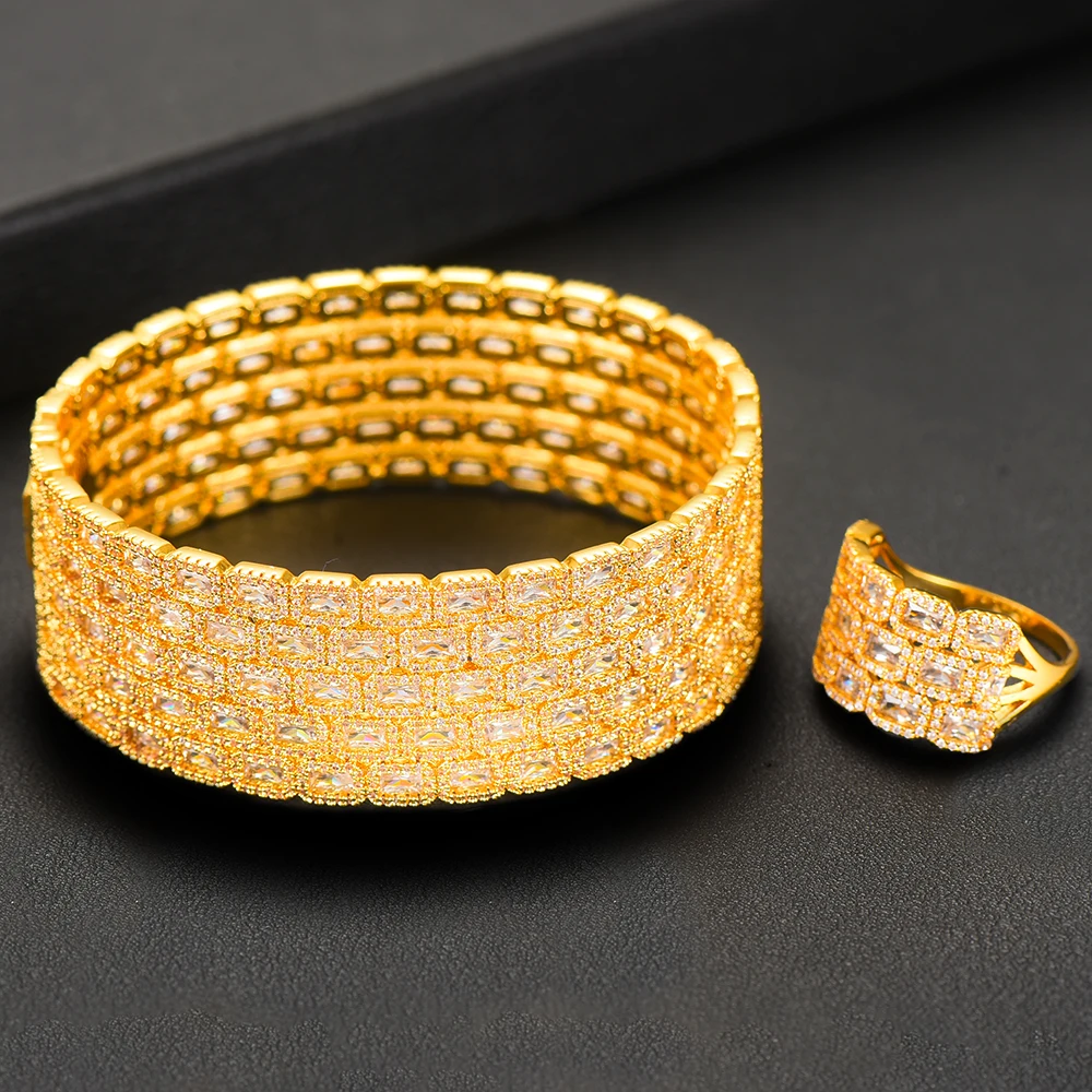 Набор женских ювелирных украшений GODKI роскошный браслет и кольцо в стиле