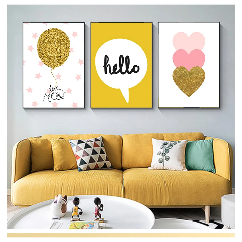 

Wall Art Paintings Baby Poster Quotes Canvas Painting Pink Heart Wall Pictures Baby Room Decor Nordic Ballerina Poster Nursery