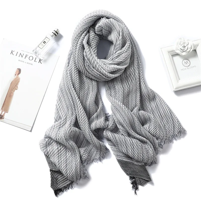 Элегантный хлопковый шарф модные плиссированные женские мягкие зимние теплые