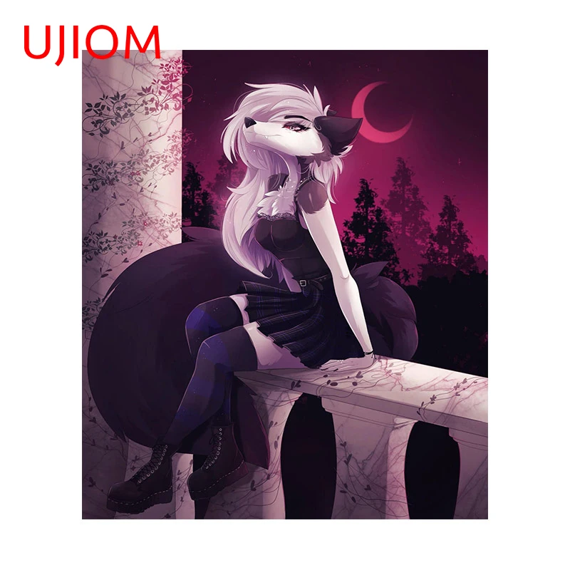 

UJIOM Helluva Boss Loona Skirt Furry Sexy Wall Stickers Bedroom Applique Decoration Waterproof Living Room Office Decoration