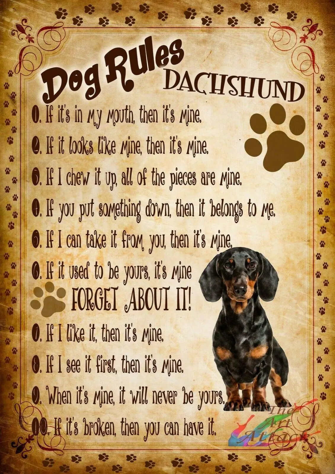 

Metal Tin Sign Wall Decor,Dachshund Dog Rules Metal Wall Sign,Retro Wall Art Sign Decoration Metal Plaques 12 X 8