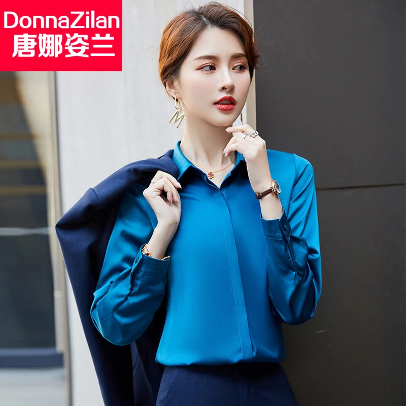 

White Shirt Women's Long-Sleeved Spring 2021 New Fashionable High-End Design Niche Top Satin Chiffon Shirt