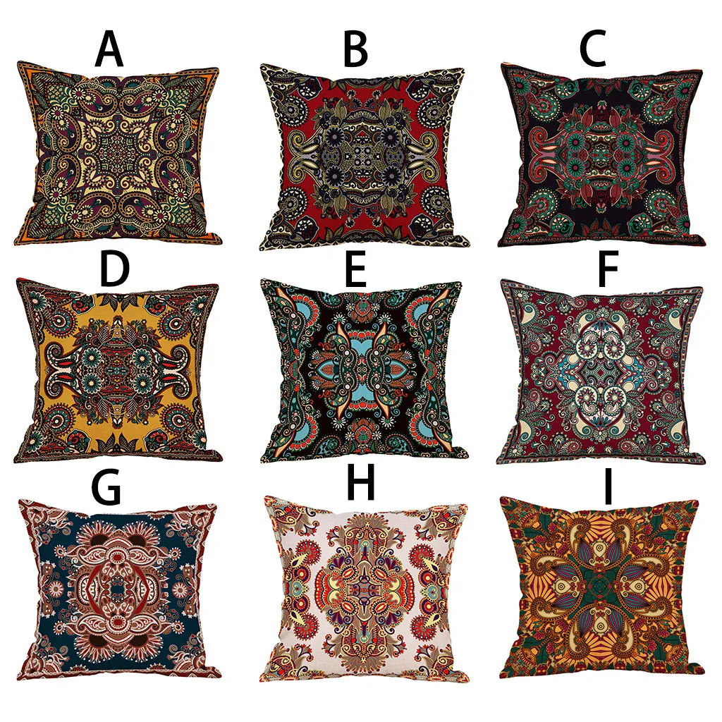 Наволочки 45x45 м красочный цветочный узор Подушка Мандала винтажная строчка