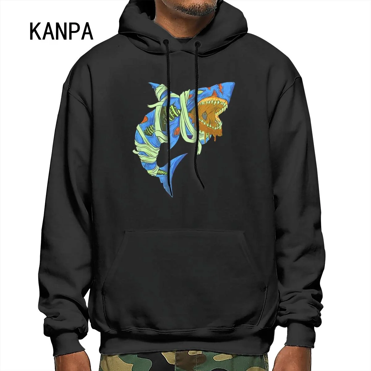 

cool Shark 3d Print Hoodies Men Round Neck Sweatshirt Pullover Funny Comic Streetwear Cartoon Hoody Anime hoodies black