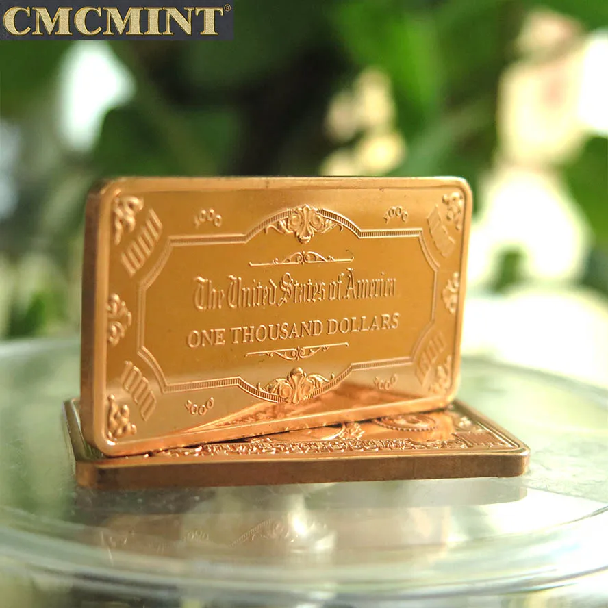 1 Oz Трой унции oz 999 тонкой Медь $1000 Билл США бар Реплика копия монеты коллекция