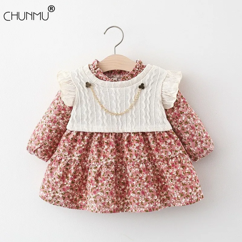

Baby Girls Casual Long Sleeve Dresses Floral Princess Kids Girls Autumn Vestidos Children Birthday Party Costumes For 0-3 Years