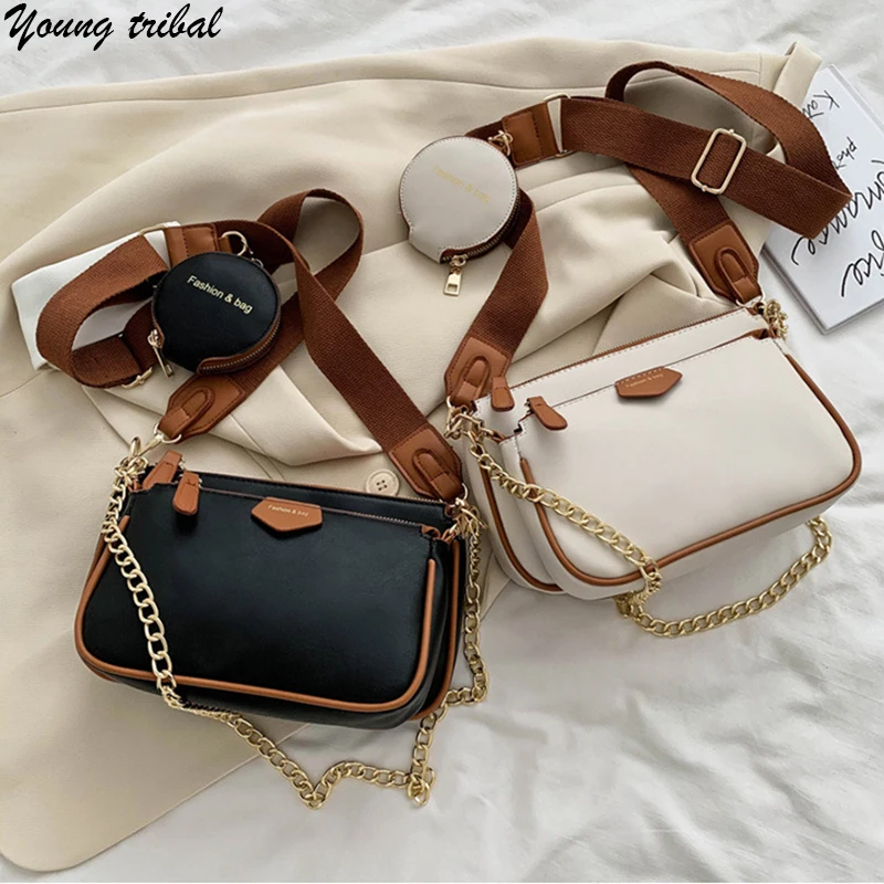 Модная женская сумка через плечо 3 в 1 Pu кожаные кошельки и сумки дизайнерские