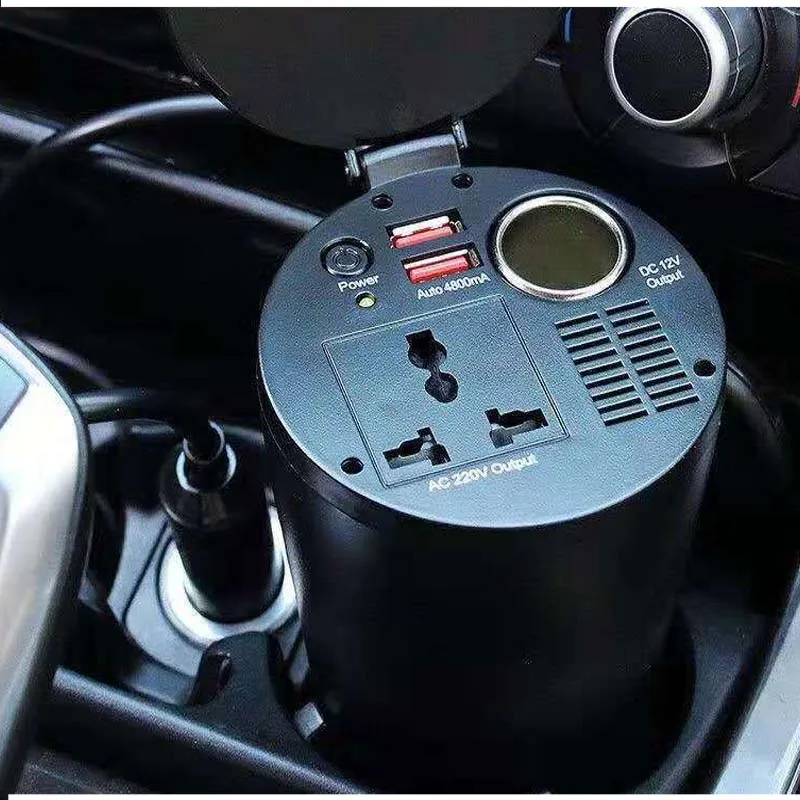 Тип чашки с двумя портами USB 2.1A/150 Вт автомобильный инвертор 12V постоянного тока до