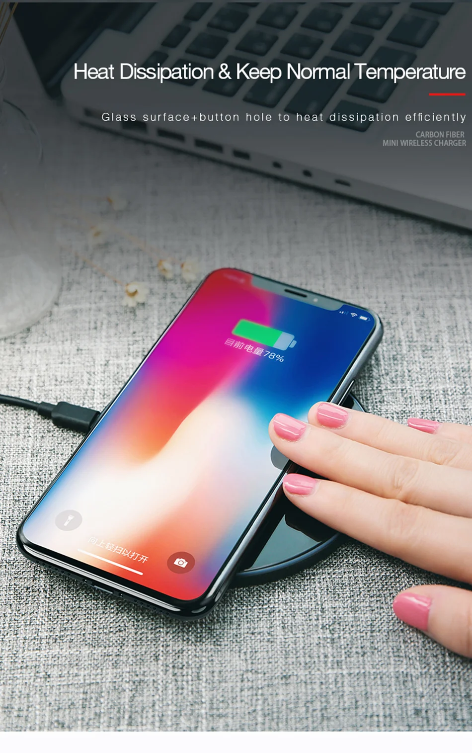 USAMS Qi Беспроводное зарядное устройство для iPhone X/XS Max XR 8 8 Plus 10 Вт 5V2A стекло быстрая Беспроводная зарядка для samsung S8 S9/S9+ Note 9 8